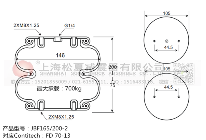 JBF165/200-2橡膠<a href='http://www.7055222.com/' target='_blank'><u>空氣彈簧</u></a>