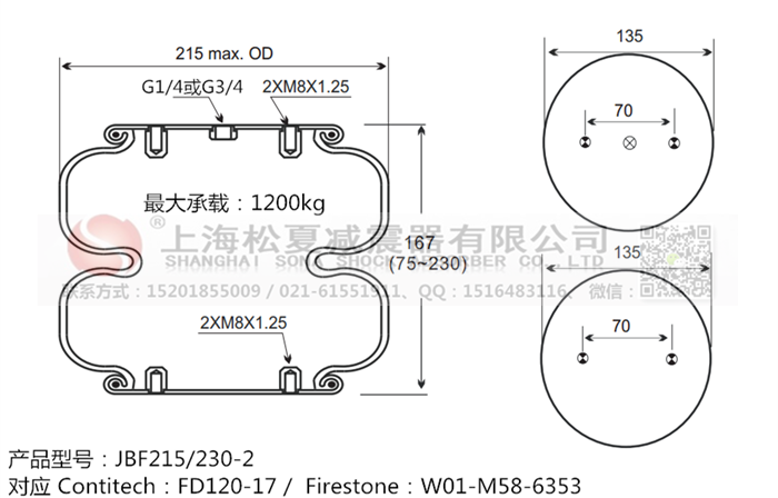 JBF215/230-2橡膠<a href='http://www.7055222.com/' target='_blank'><u>空氣彈簧</u></a>