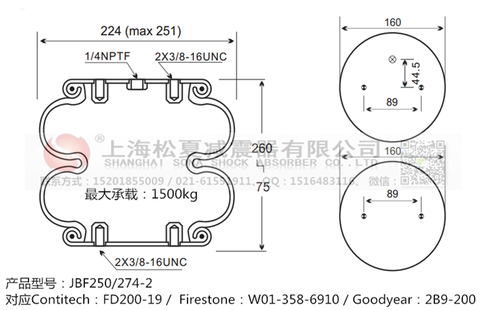 JBF250/274-2橡膠<a href='http://www.7055222.com/' target='_blank'><u>空氣彈簧</u></a>