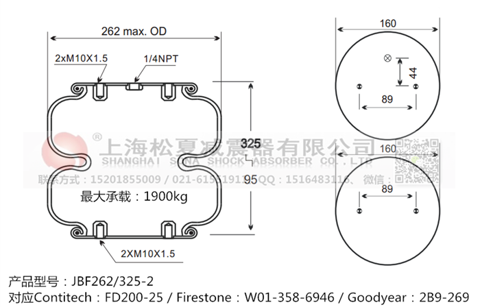 JBF262/325-2橡膠<a href='http://www.7055222.com/' target='_blank'><u>空氣彈簧</u></a>