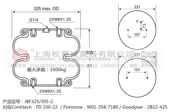 JBF325/305-2橡膠<a href='http://www.7055222.com/' target='_blank'><u>空氣彈簧</u></a>