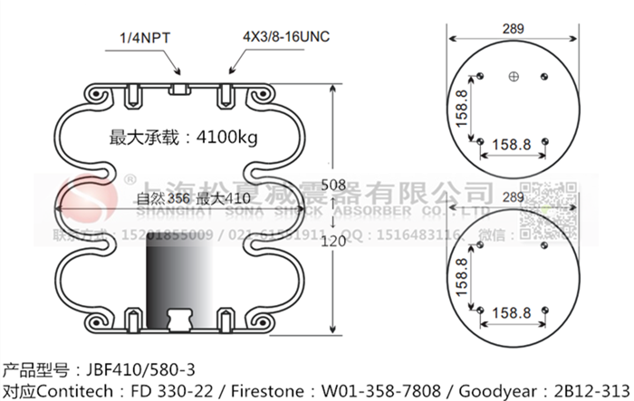 JBF410/580-3橡膠<a href='http://www.7055222.com/' target='_blank'><u>空氣彈簧</u></a>